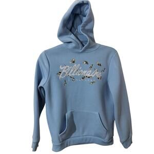 M750)Black Pike Boys Light Blue Billionaire Hoodie Size 10-12